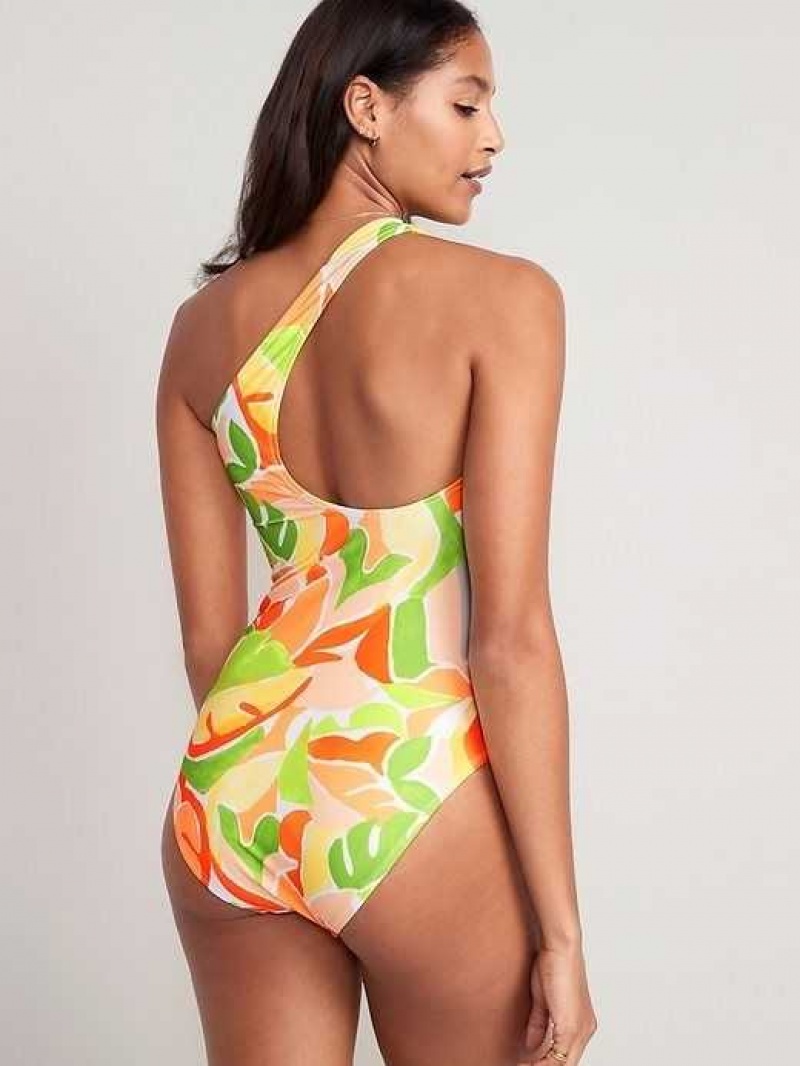 Old Navy Printed One-Shoulder Swimsuit Orange | PRU910476