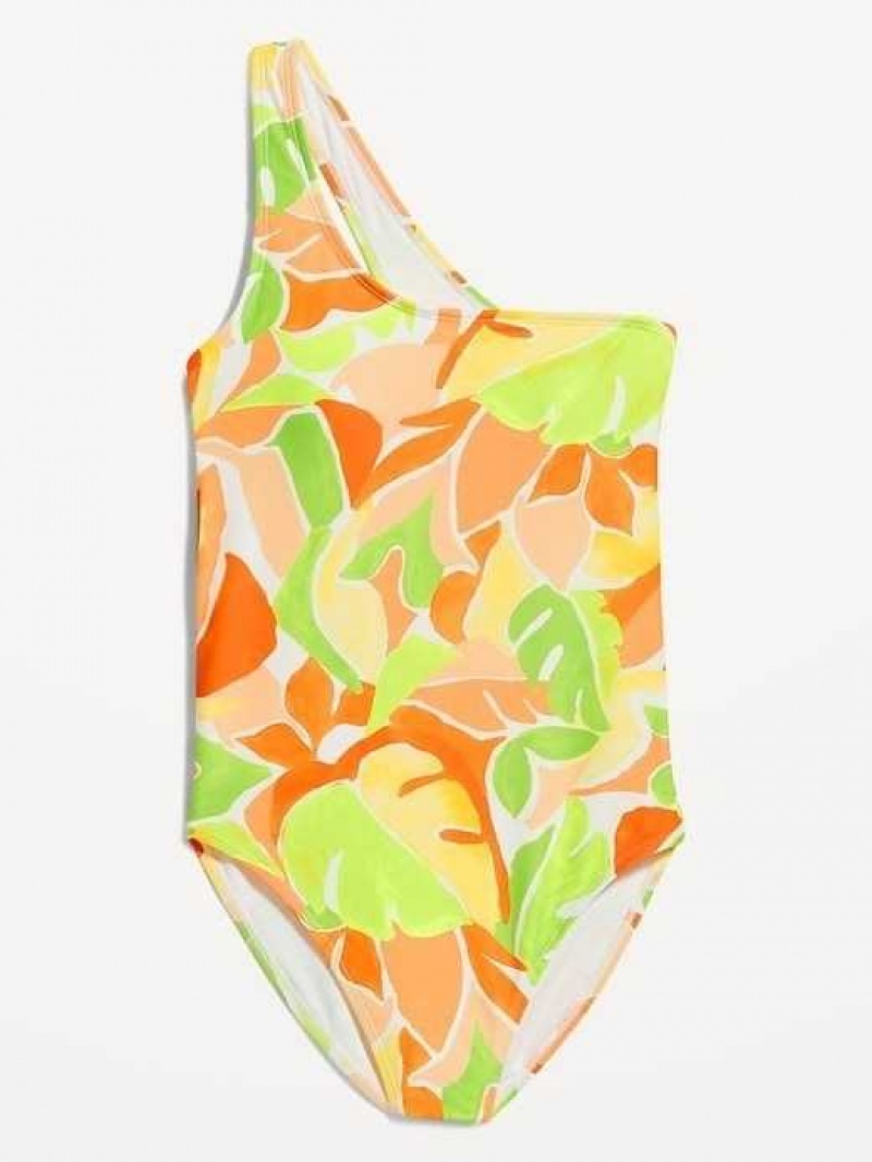 Old Navy Printed One-Shoulder Swimsuit Orange | PRU910476