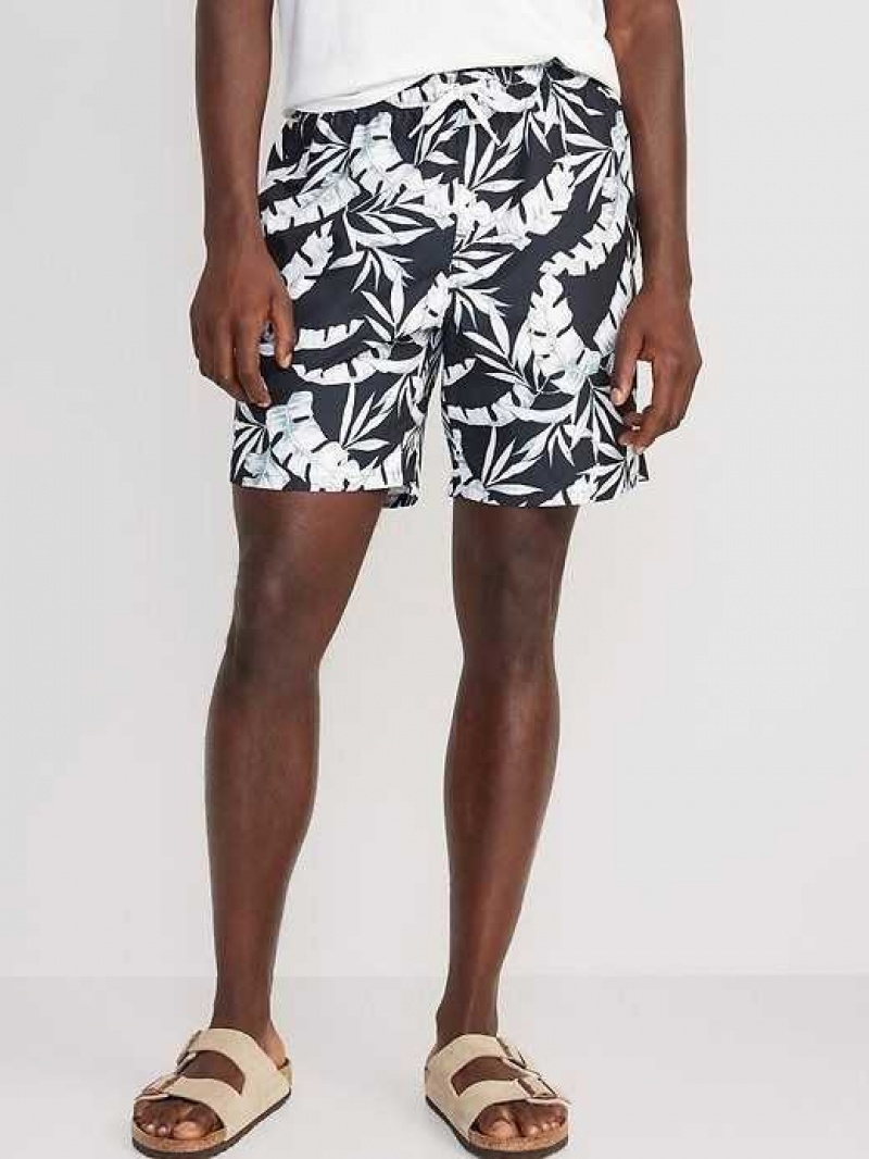 Old Navy Printed Swim Trunks Black / White | VLS306859