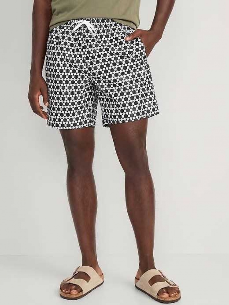 Old Navy Printed Swim Trunks Black | XVE823950