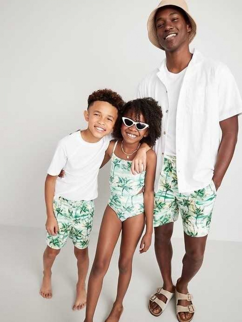 Old Navy Printed Swim Trunks Orange | OYI523610