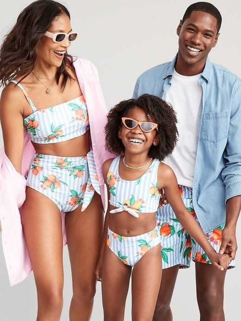 Old Navy Printed Swim Trunks Peaches & Stripes | BUI076234