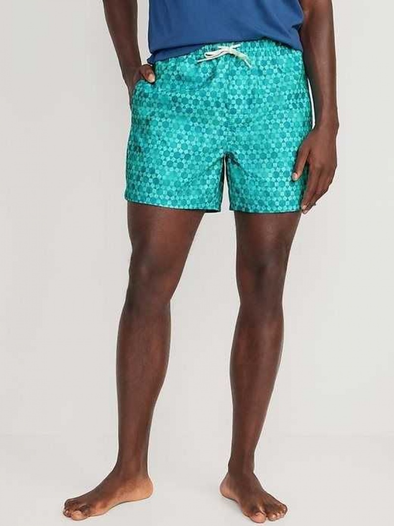 Old Navy Printed Swim Trunks Turquoise | AYS028657