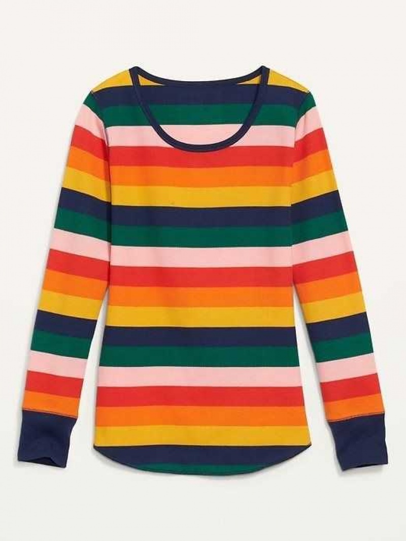 Old Navy Printed Thermal-Knit Long-Sleeve Pajama Top Multicolor | NZX846923