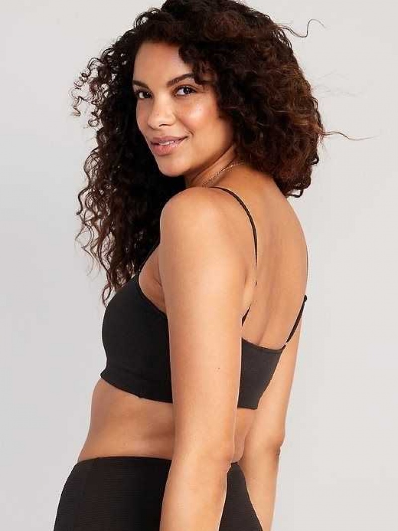 Old Navy Pucker Convertible Bandeau Bikini Swim Top Black | QIK724958