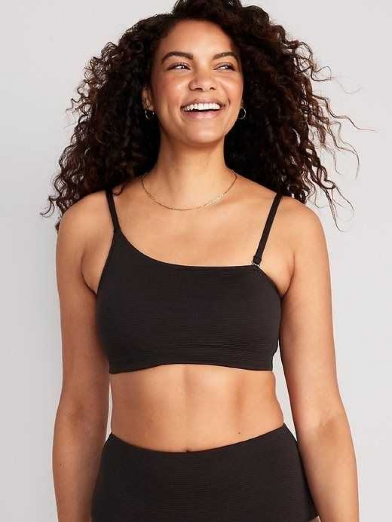 Old Navy Pucker Convertible Bandeau Bikini Swim Top Black | QIK724958