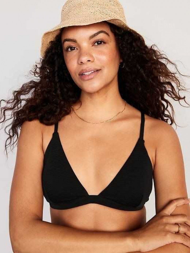 Old Navy Pucker Triangle Bikini Swim Top Black | AFI168932