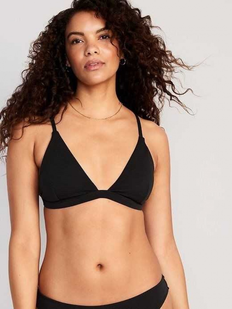 Old Navy Pucker Triangle Bikini Swim Top Black | AFI168932