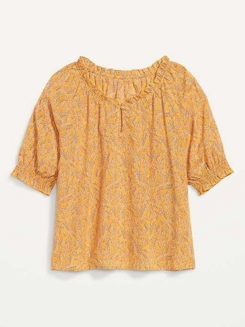 Old Navy Puff-Sleeve Floral Swing Pajama Top Yellow | ZLV260985