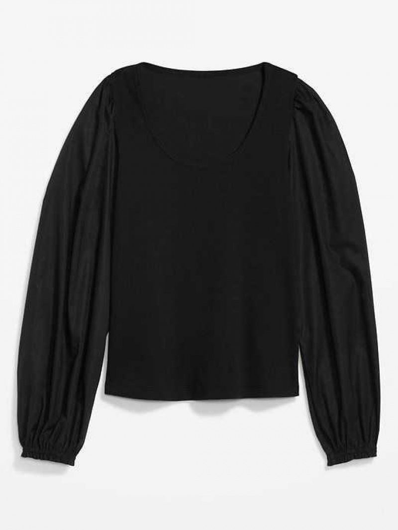 Old Navy Puff Sleeve Mixed Material Top Blackjack | SJW297304