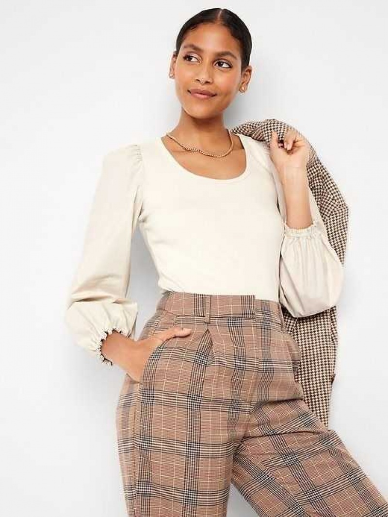 Old Navy Puff Sleeve Mixed Material Top Plucky Wishbone | BZC985013