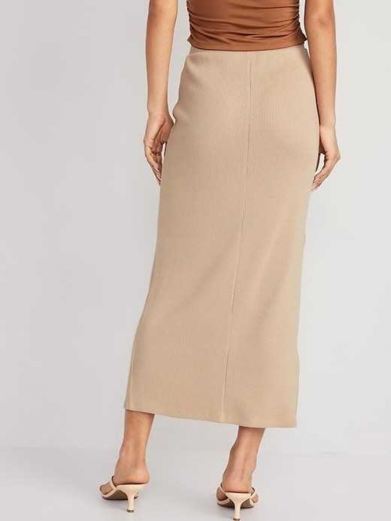 Old Navy Pull-On Rib-Knit Maxi Skirt Beige | ZMK013762