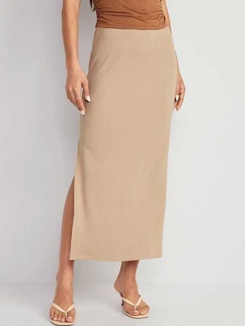 Old Navy Pull-On Rib-Knit Maxi Skirt Beige | ZMK013762