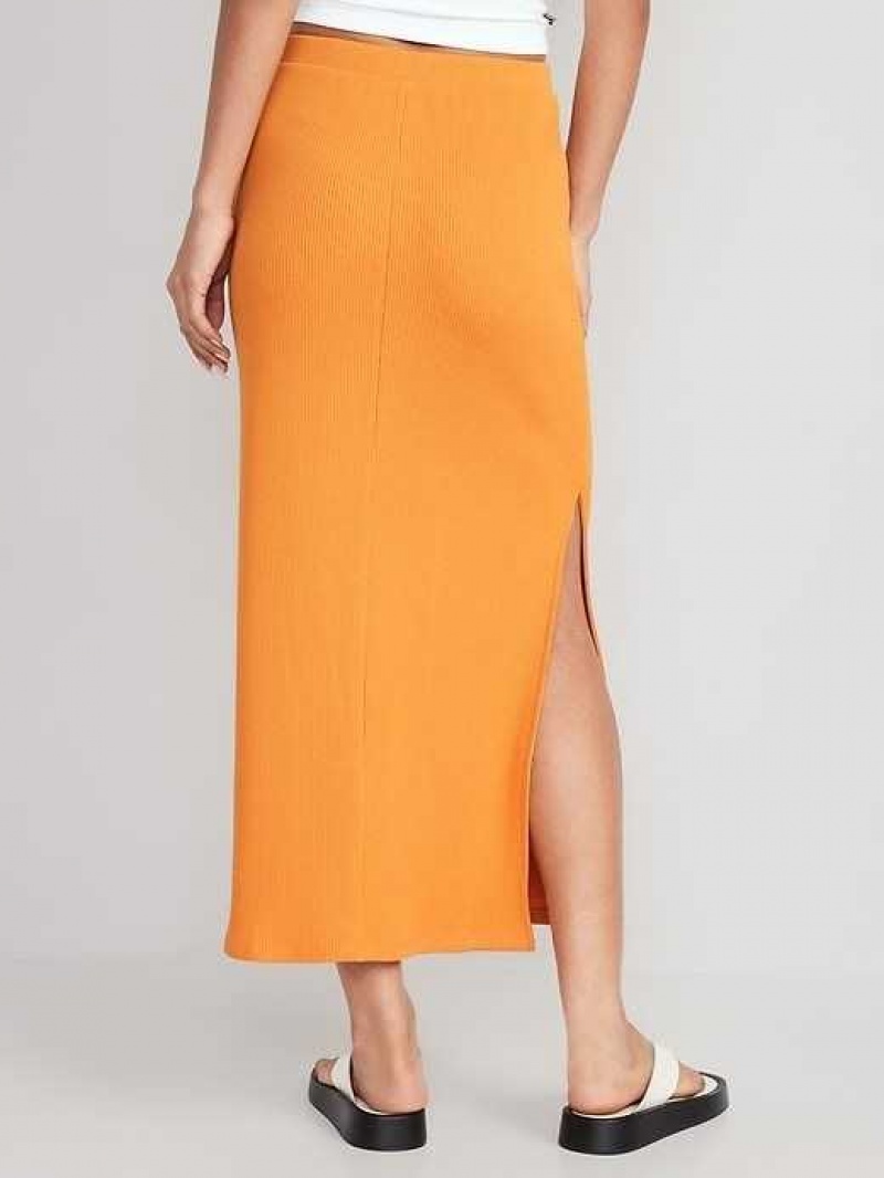 Old Navy Pull-On Rib-Knit Maxi Skirt Wild Papaya | HDT082539