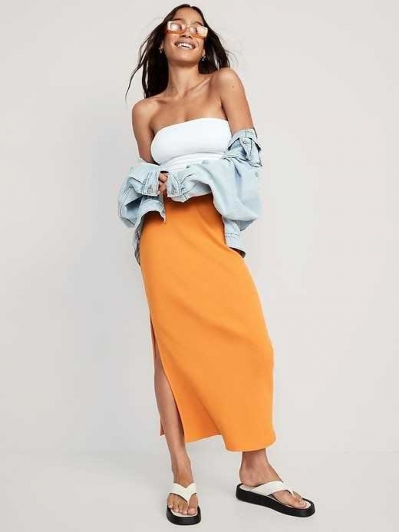 Old Navy Pull-On Rib-Knit Maxi Skirt Wild Papaya | HDT082539