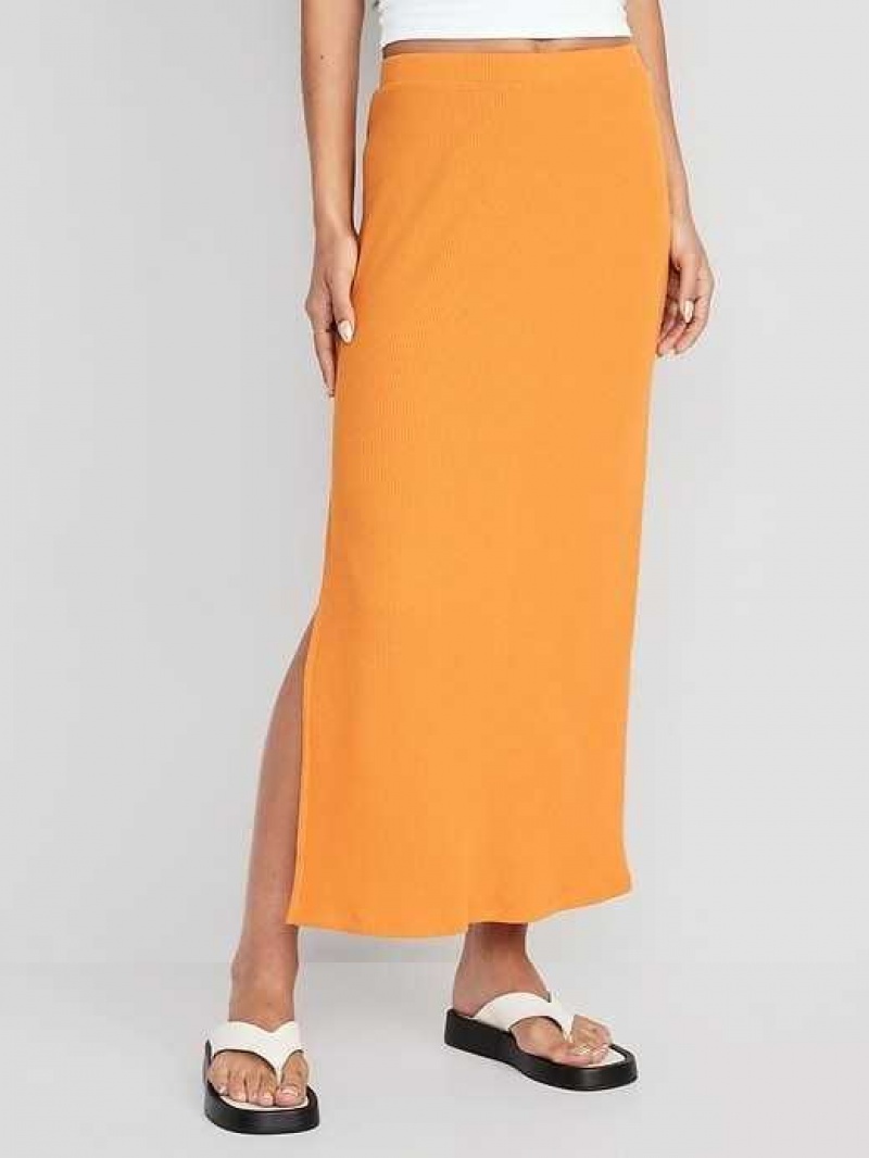 Old Navy Pull-On Rib-Knit Maxi Skirt Wild Papaya | HDT082539