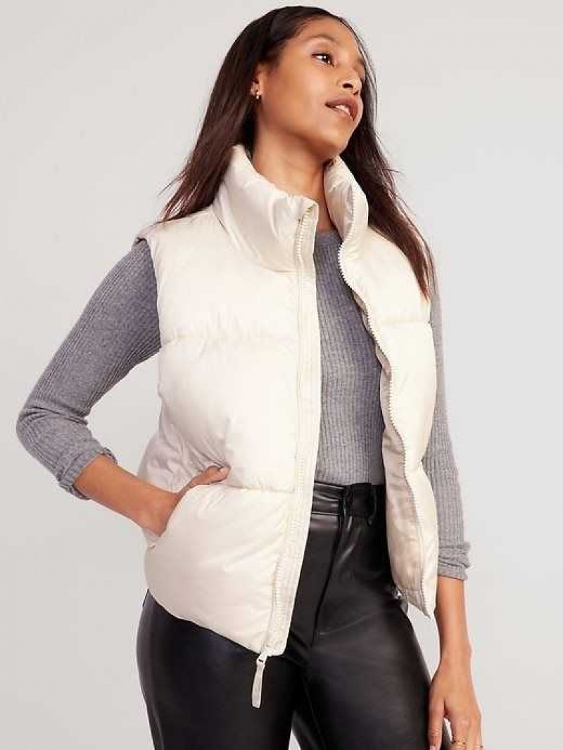 Old Navy Quilted Puffer Vest Creme De La Creme | VYQ574908