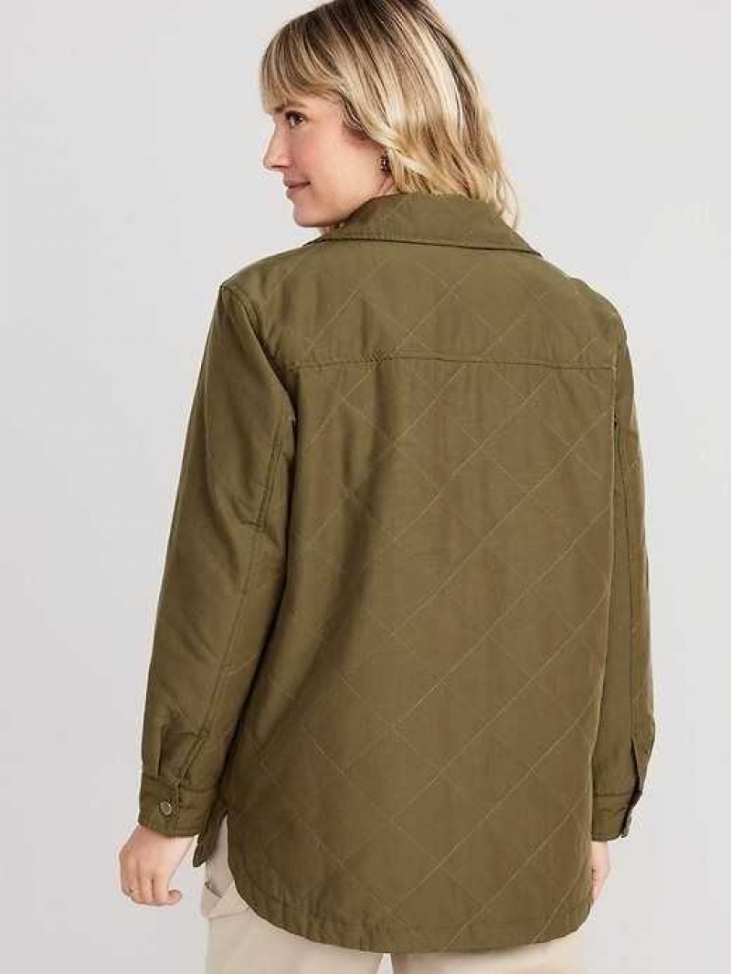 Old Navy Quilted Utility Shacket Conifer | DAZ630278