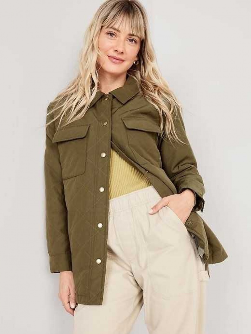 Old Navy Quilted Utility Shacket Conifer | DAZ630278