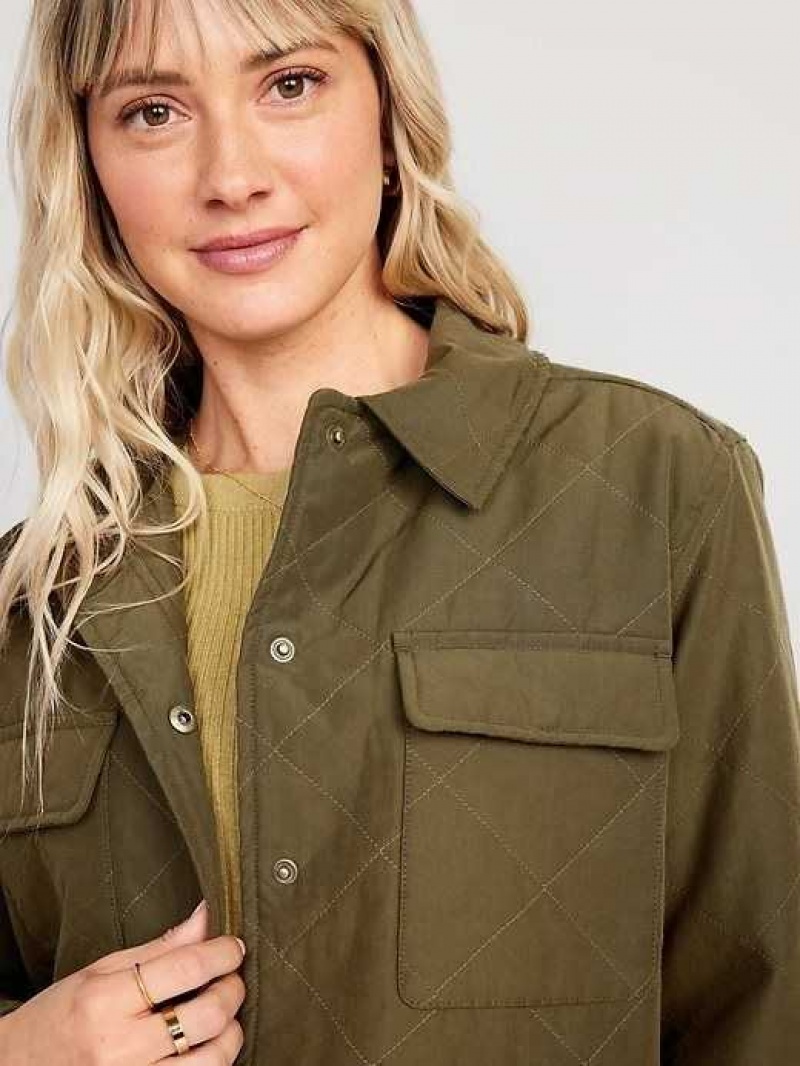 Old Navy Quilted Utility Shacket Conifer | DAZ630278