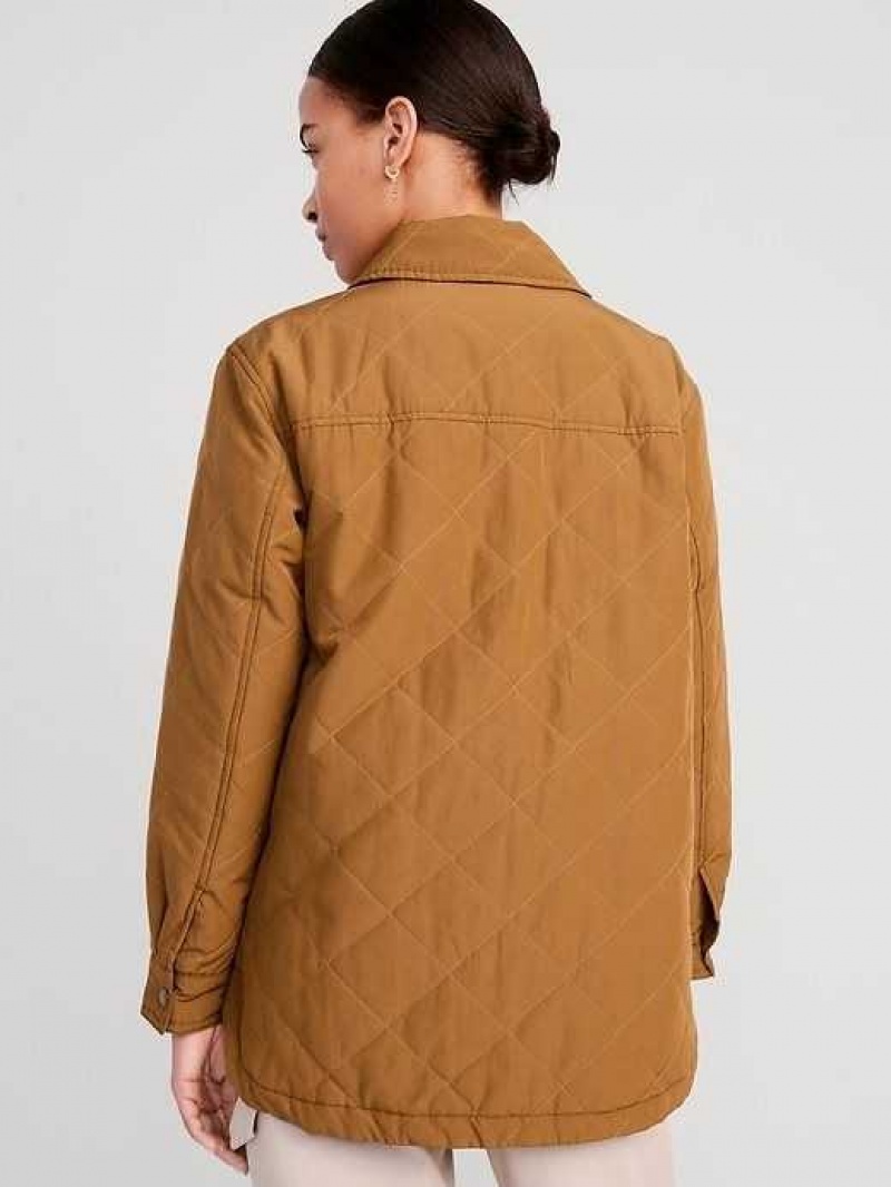 Old Navy Quilted Utility Shacket Spiced Saffron | DMU384562