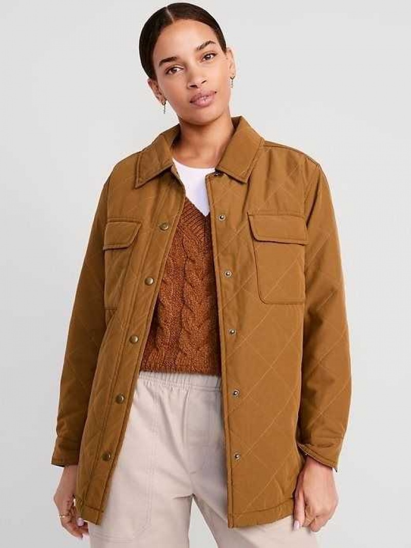 Old Navy Quilted Utility Shacket Spiced Saffron | DMU384562