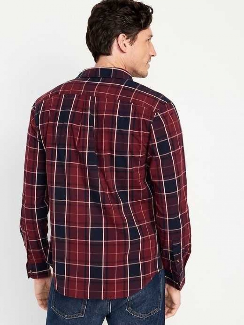 Old Navy Regular-Fit Built-In Flex Everyday Shirt Deep Red | OVY302187