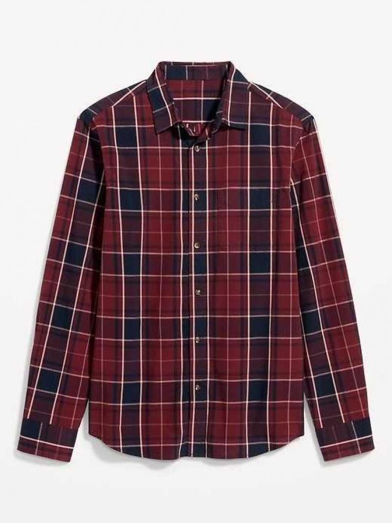 Old Navy Regular-Fit Built-In Flex Everyday Shirt Deep Red | OVY302187