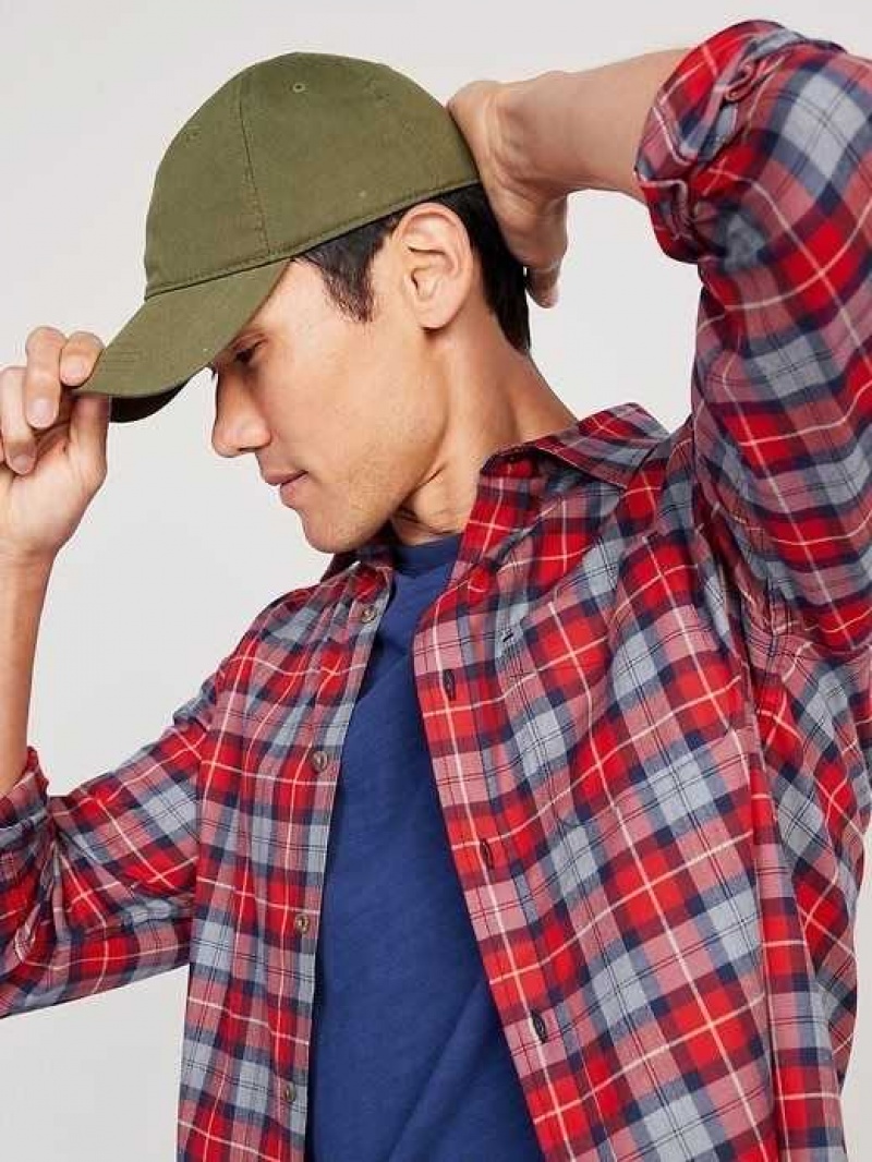 Old Navy Regular-Fit Built-In Flex Everyday Plaid Shirt Red | KML305497