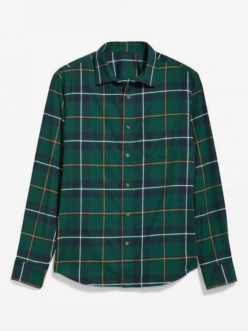 Old Navy Regular-Fit Built-In Flex Everyday Plaid Shirt Green | JXM865142