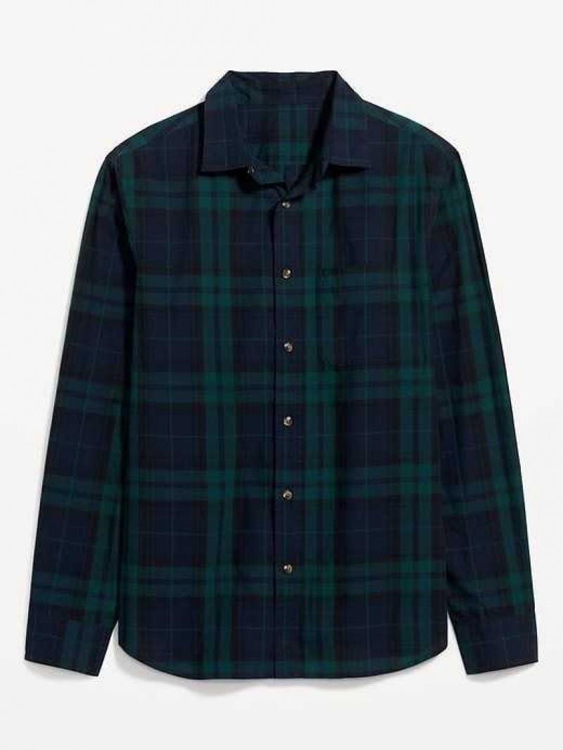 Old Navy Regular-Fit Built-In Flex Everyday Shirt Green / Blue | GKC327059