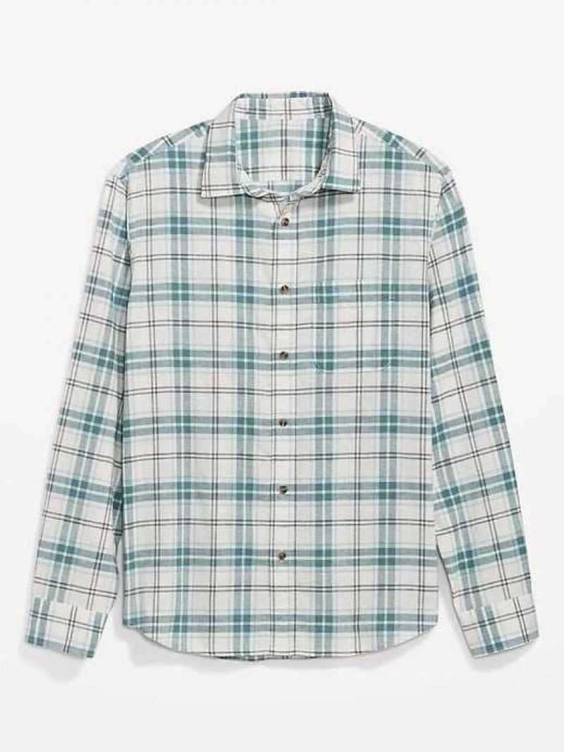 Old Navy Regular-Fit Everyday Non-Stretch Linen-Blend Shirt Light Blue | OFP059634