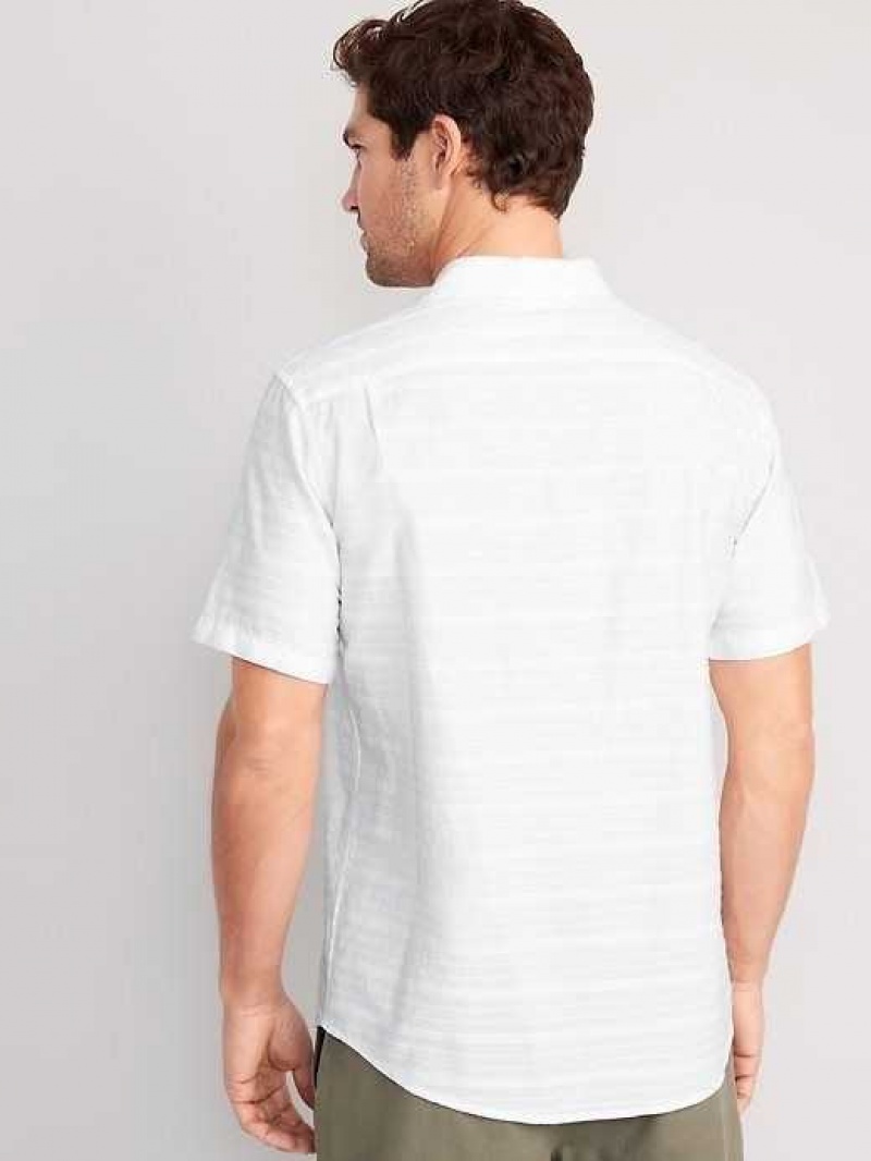 Old Navy Regular-Fit Everyday Short-Sleeve Dobby Shirt White | ICA027684