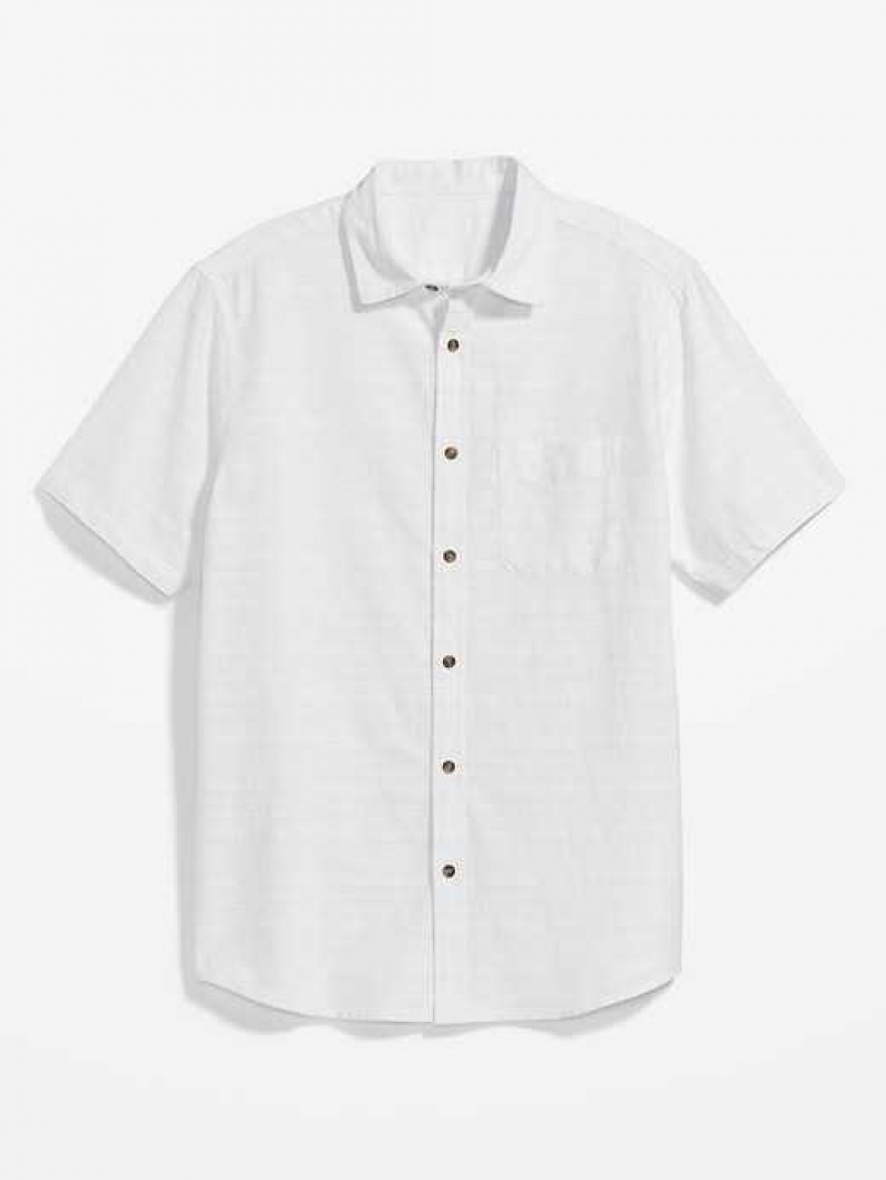 Old Navy Regular-Fit Everyday Short-Sleeve Dobby Shirt White | ICA027684