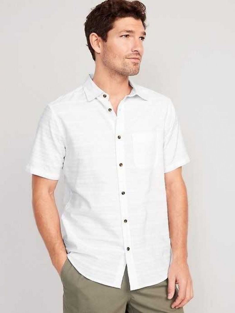 Old Navy Regular-Fit Everyday Short-Sleeve Dobby Shirt White | ICA027684