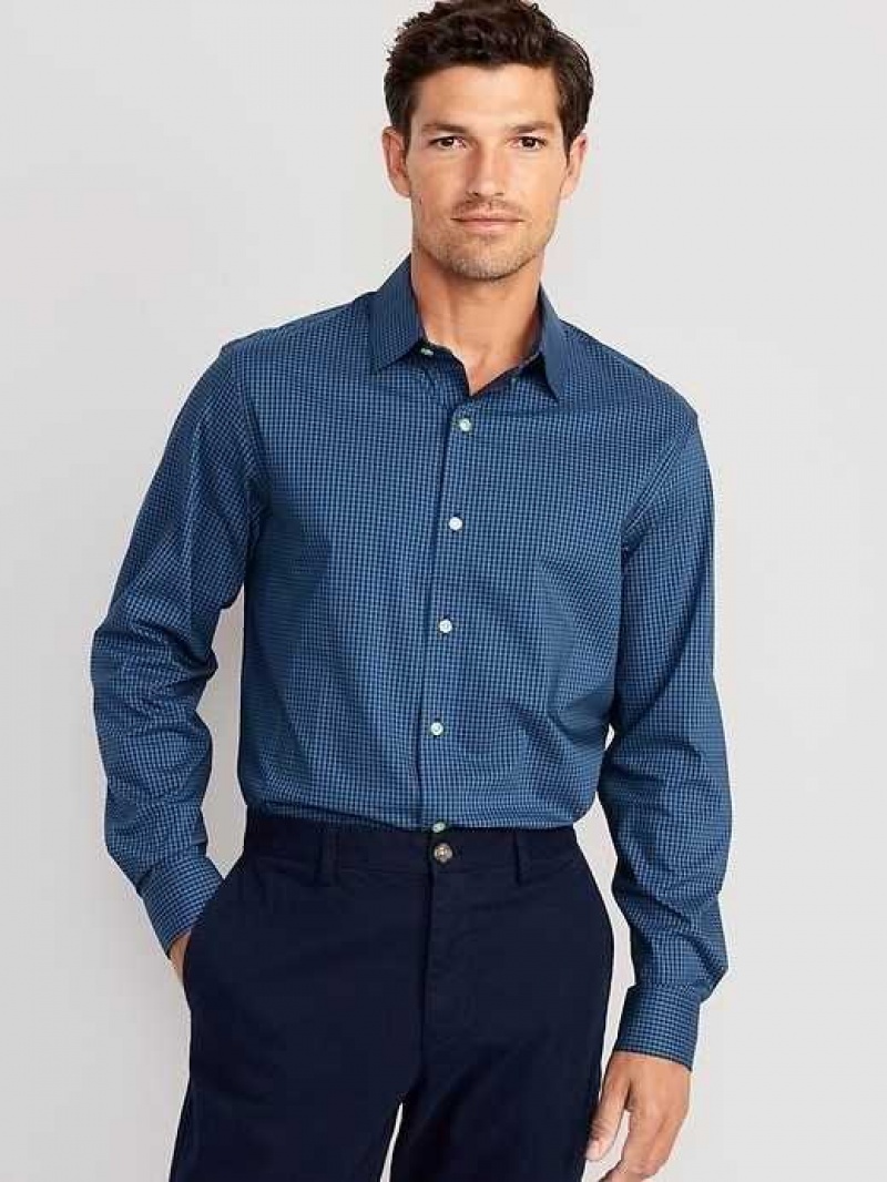 Old Navy Regular-Fit Pro Signature Tech Dress Shirt Navy Blue | ONB829365