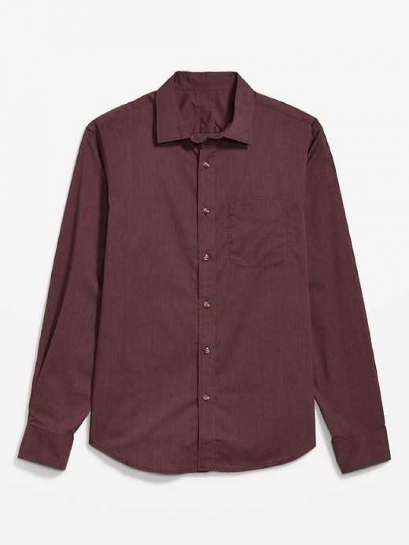 Old Navy Regular Fit Built-In Flex Everyday Poplin Shirt Raisin Arizona | SFB643872