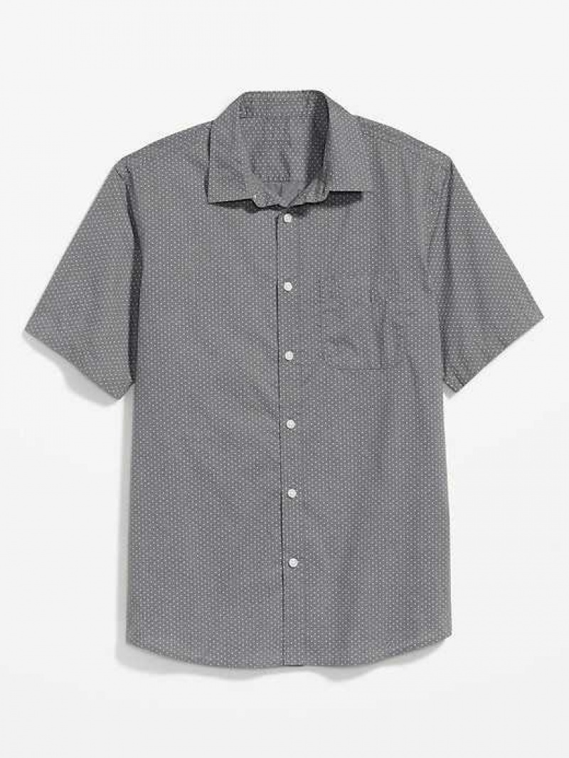 Old Navy Regular Fit Built-In Flex Everyday Poplin Shirt Grey | YHL738029