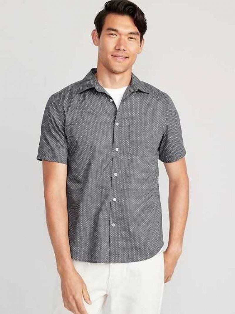 Old Navy Regular Fit Built-In Flex Everyday Poplin Shirt Grey | YHL738029