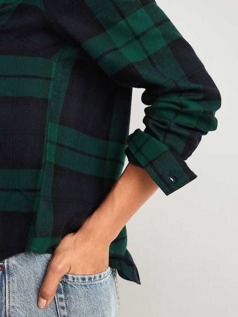 Old Navy Relaxed Classic Flannel Shirt Green / Blue | PBI459230