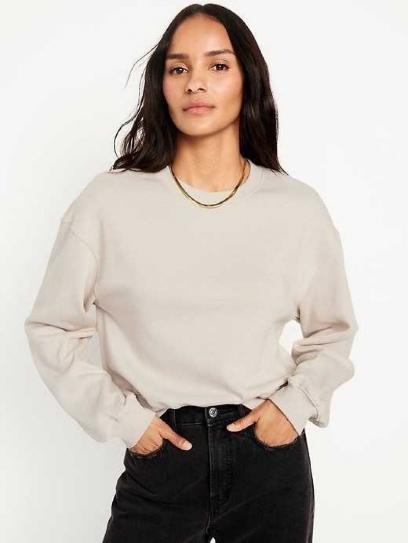 Old Navy Relaxed Crew Neck Sweatshirt Beige | WVQ285670