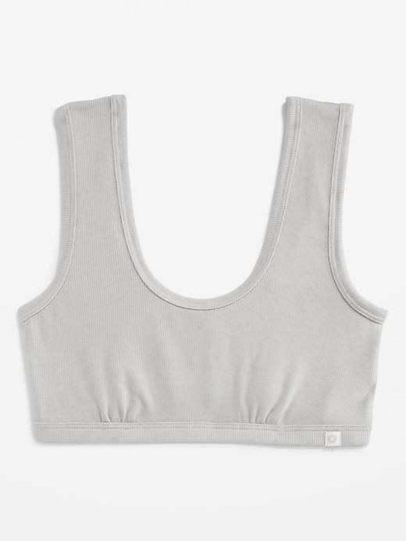 Old Navy Rib-Knit Bralette Top Light Grey | WXB473826