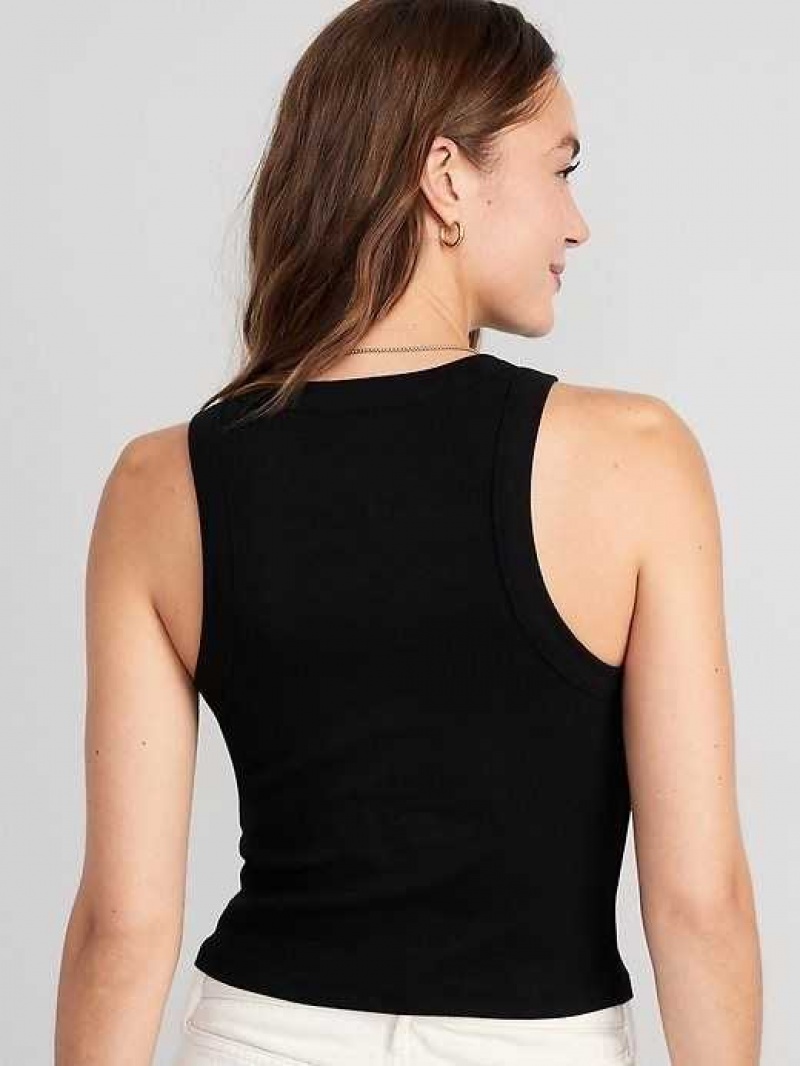 Old Navy Rib-Knit Cropped Tank Top Black | NFY320768