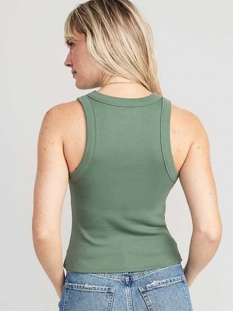 Old Navy Rib-Knit Cropped Tank Top Dried Herb | ABZ932865