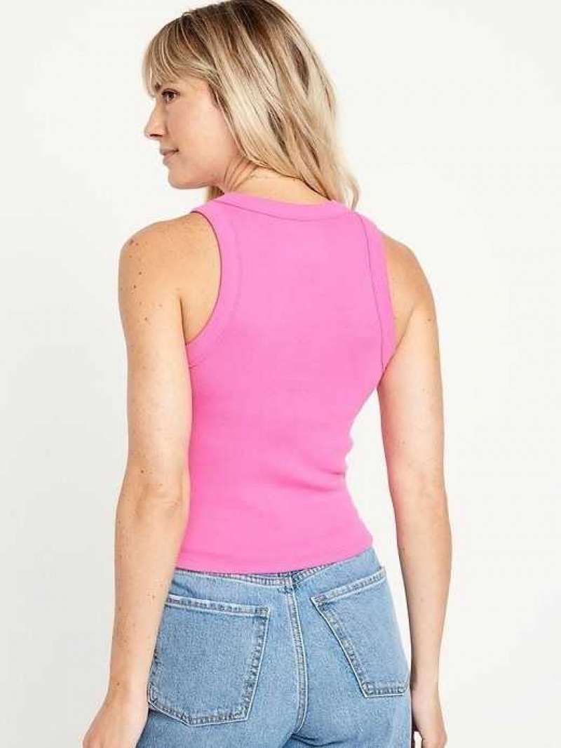 Old Navy Rib-Knit Cropped Tank Top Flamingo Feather | NLH751306