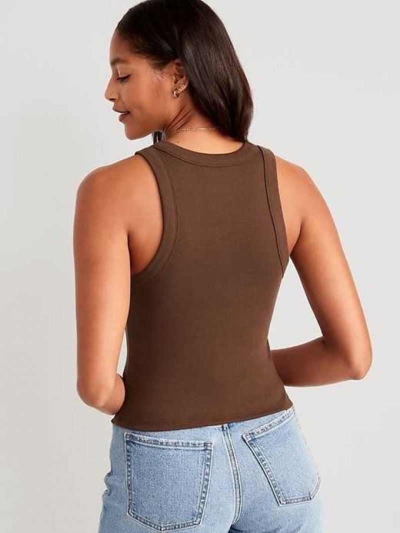 Old Navy Rib-Knit Cropped Tank Top Peppercorn | DCB869537