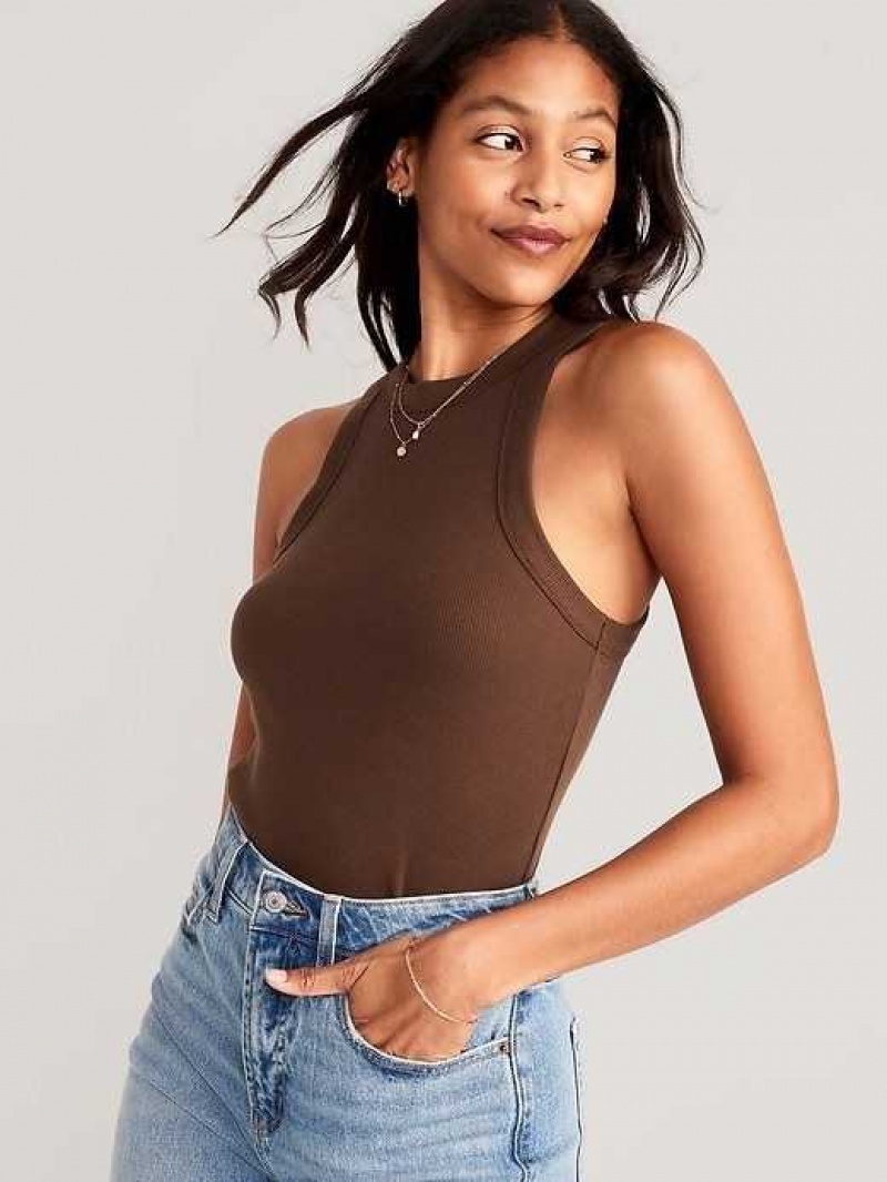 Old Navy Rib-Knit Cropped Tank Top Peppercorn | DCB869537