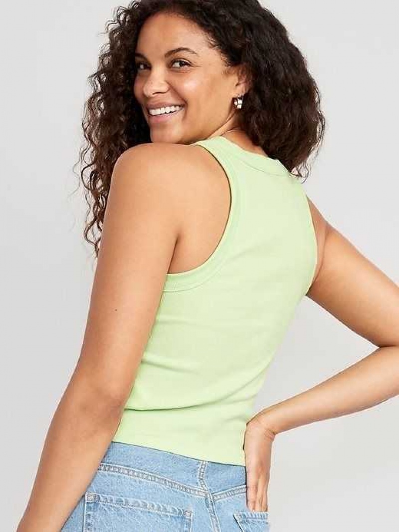 Old Navy Rib-Knit Cropped Tank Top Soft Limon | YIS420931