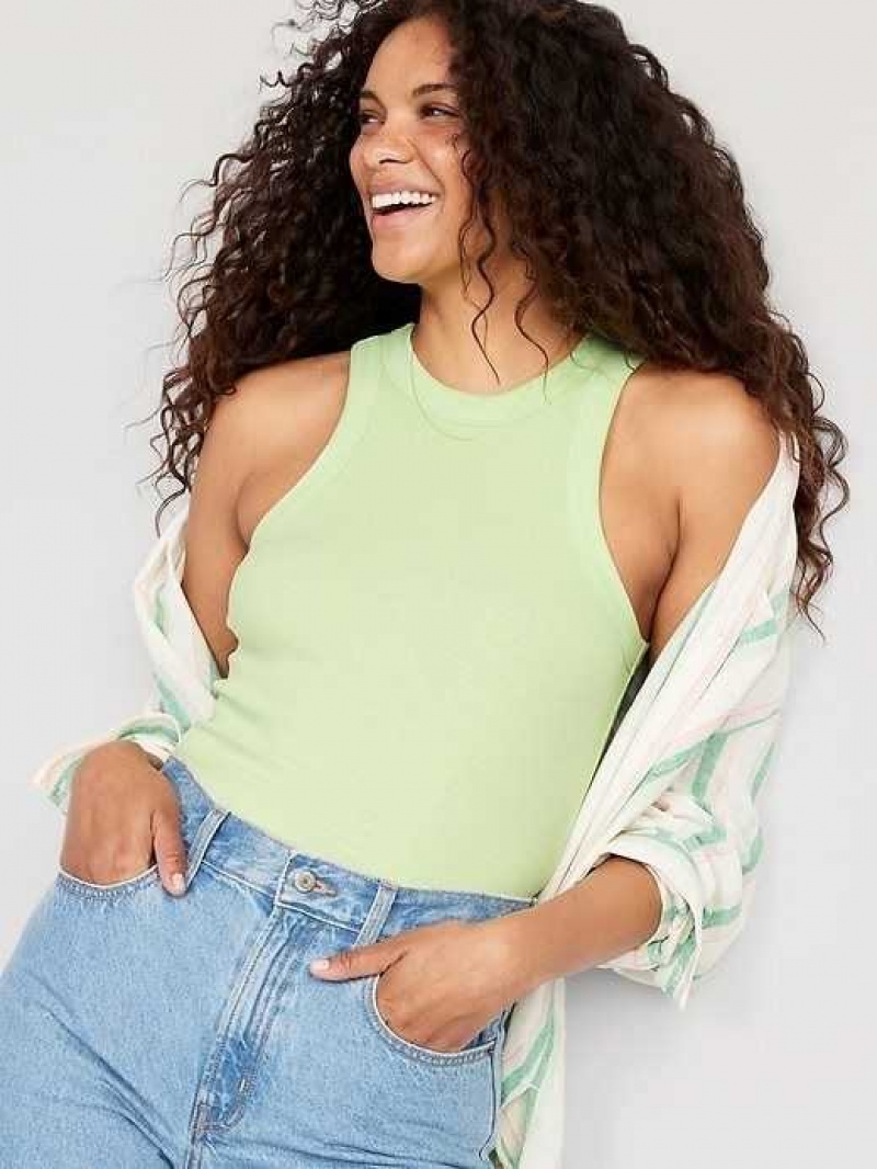 Old Navy Rib-Knit Cropped Tank Top Soft Limon | YIS420931