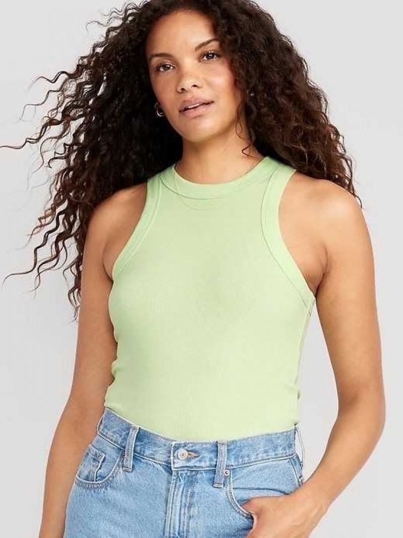 Old Navy Rib-Knit Cropped Tank Top Soft Limon | YIS420931